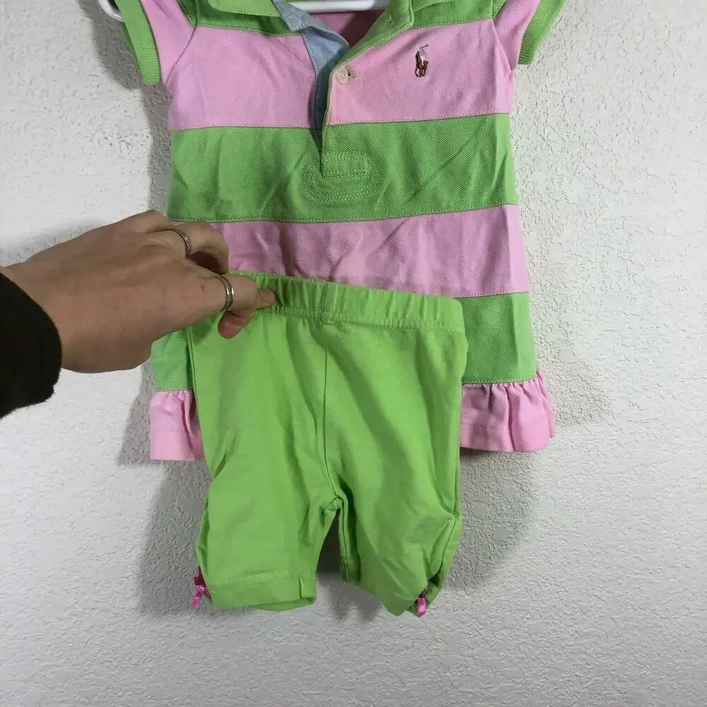 Ralph Lauren pink and green striped polo dress